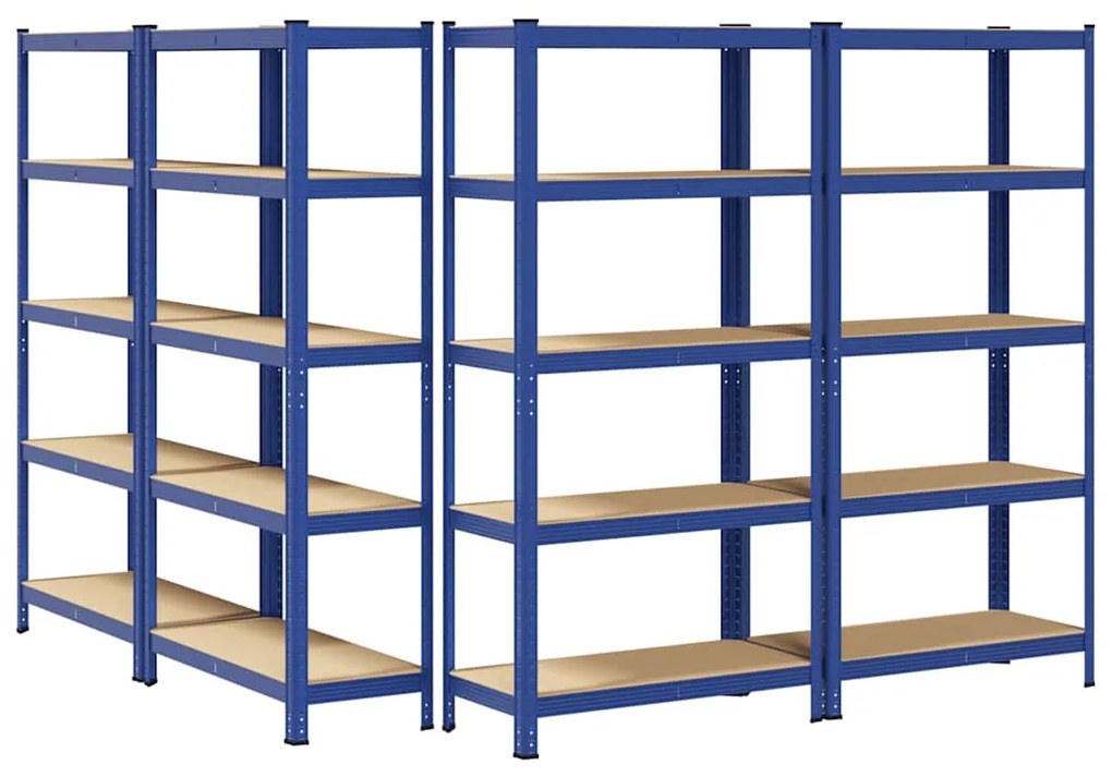 Prateleiras de armazenamento de 5 camadas 4 pcs aço azul