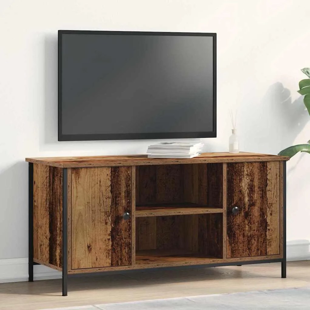 Gabinete de TV Madeira Antiga 100x40x50 cm Madeira de Engenharia e Aço