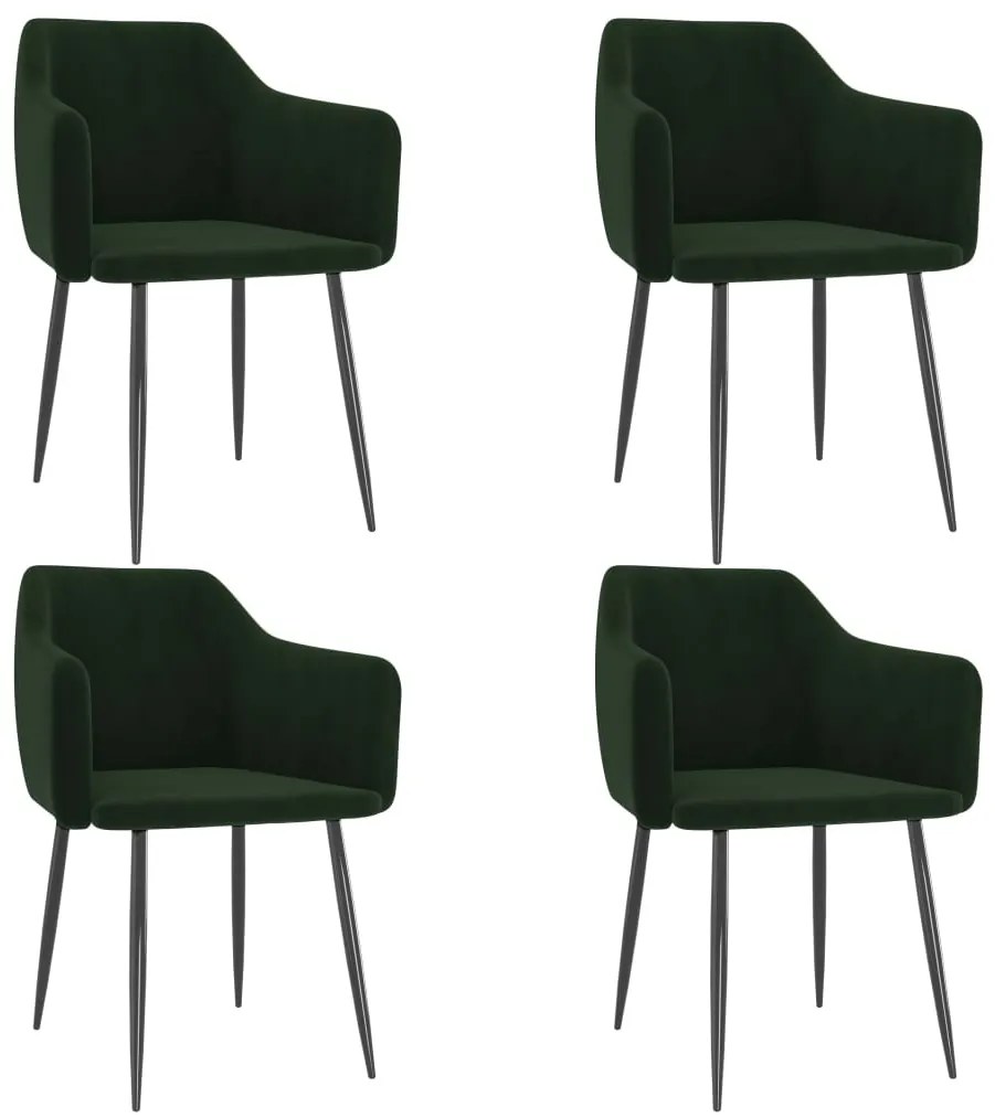 vidaXL Cadeiras de jantar 4 pcs veludo verde-escuro