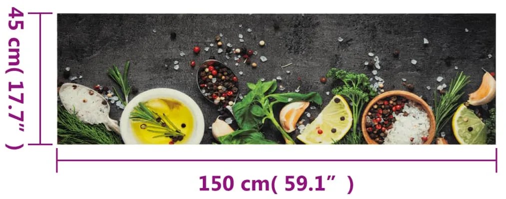 Tapete de cozinha lavável 45x150 cm veludo padrão especiarias