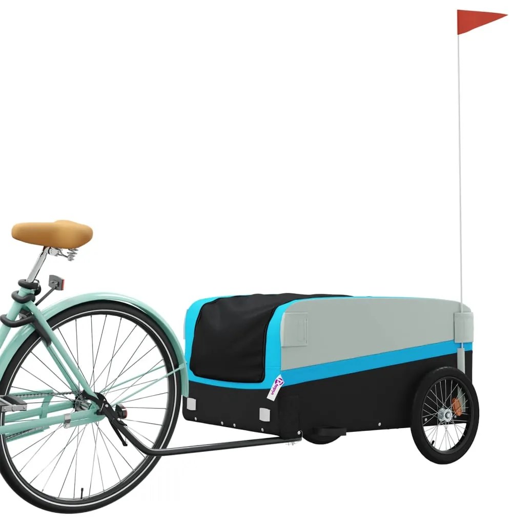 Reboque para bicicleta 45 kg ferro preto e azul
