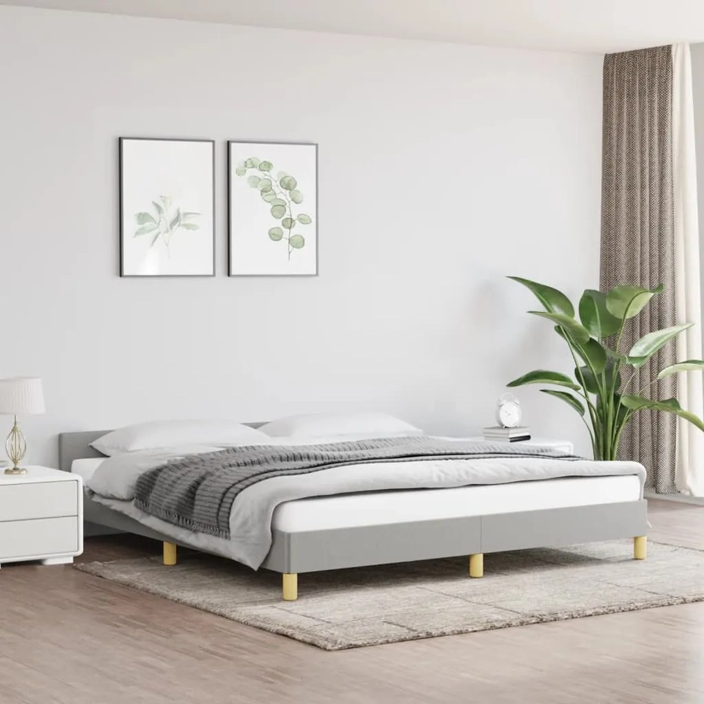 vidaXL Estrutura de cama sem colchão 160x200 cm tecido cinzento-claro