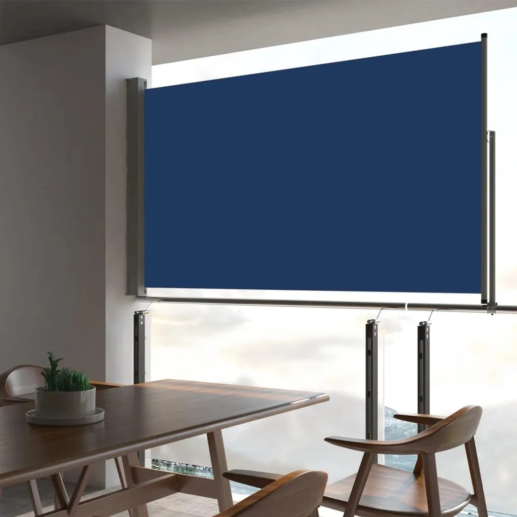 vidaXL Toldo lateral retrátil para pátio 140x300 cm azul