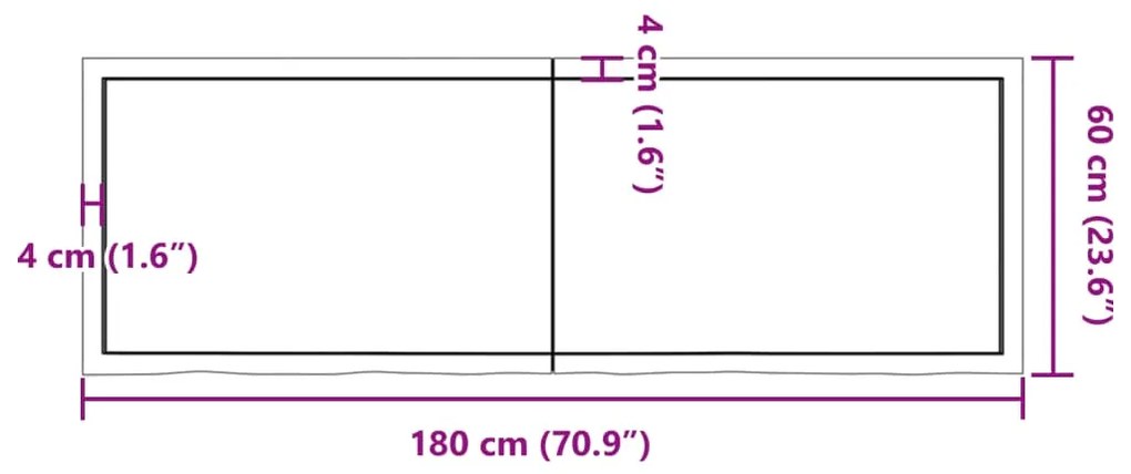 Prateleira de parede 180x60x4 cm carvalho tratado cinza-escuro