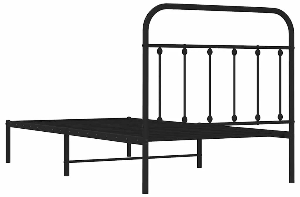 Estrutura de cama com cabeceira 100x190 cm metal preto