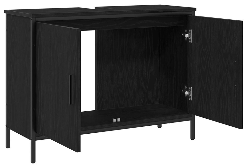 Armário de Pia de Banheiro vidaXL Carvalho Preto 80x30x60 cm Madeira E