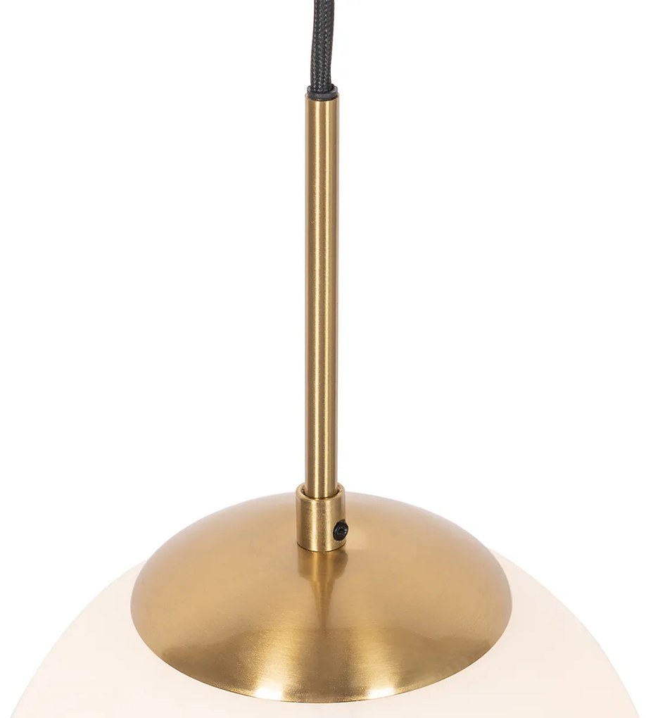 LED Candeeiro suspenso inteligente dourado com vidro opalino incl. Wifi P45 - Flore