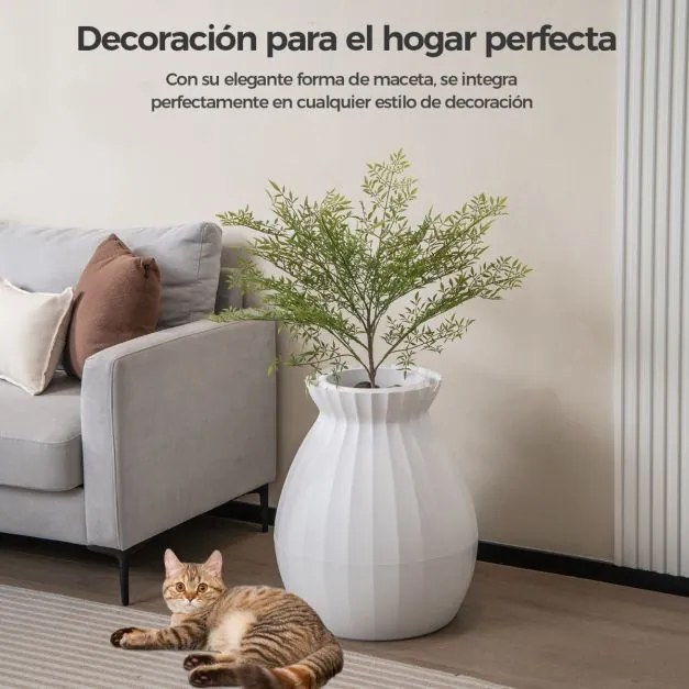 Caixa de areia oculta para gatos com planta artificial sintética Eliminação eletrónica de odores e esterilização 50 x 50 x 59 cm Branco