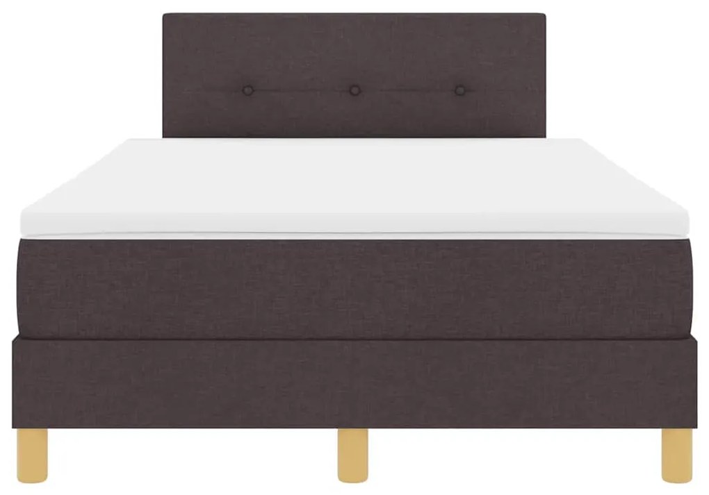 Cama Box Spring com Colchão &amp; LED Castanho Escuro 120x200 cm Tecido