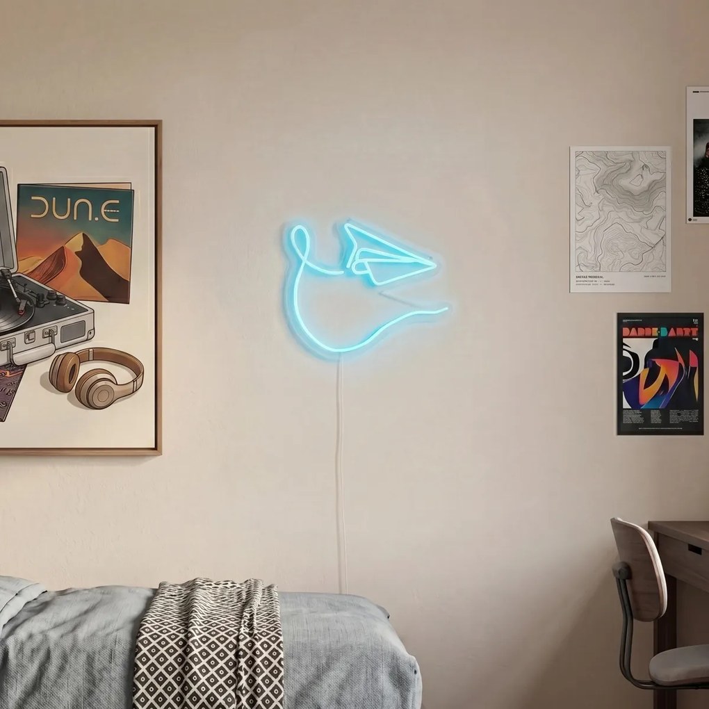 Candeeiro de parede néon azul Incl. LED - Paperplane