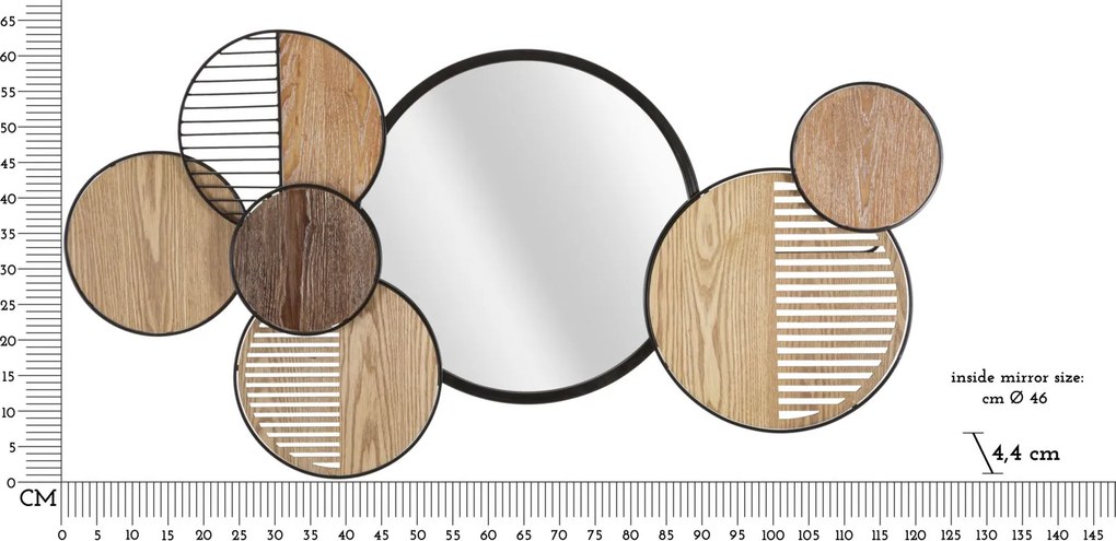 ESPELHO DE PAREDE WOODY 123,2X4,4X63,5 CM MULTICOLORIDO