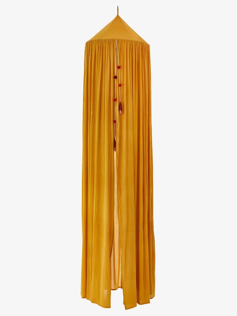 Dossel com pompons amarelo medio liso