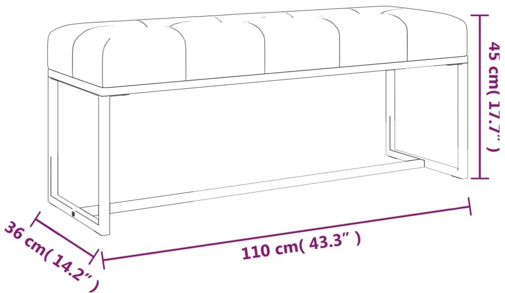 Banco 110x36x45 cm veludo bege