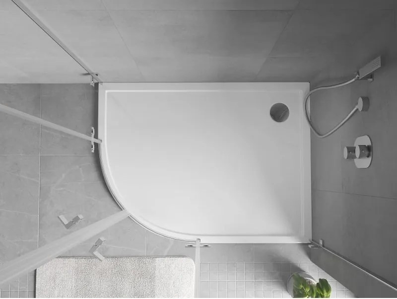 Mexen Flow Base de duche semicircular assimétrico slim direito 90 x 80 cm, branco brilho - 46Q108090R