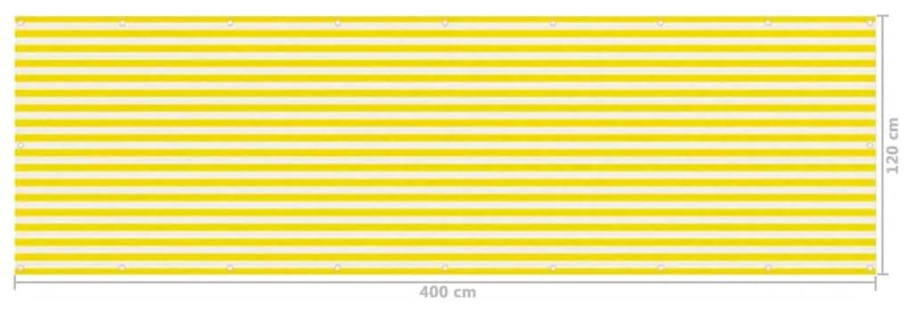 Tela de varanda 120x400 cm PEAD amarelo e branco