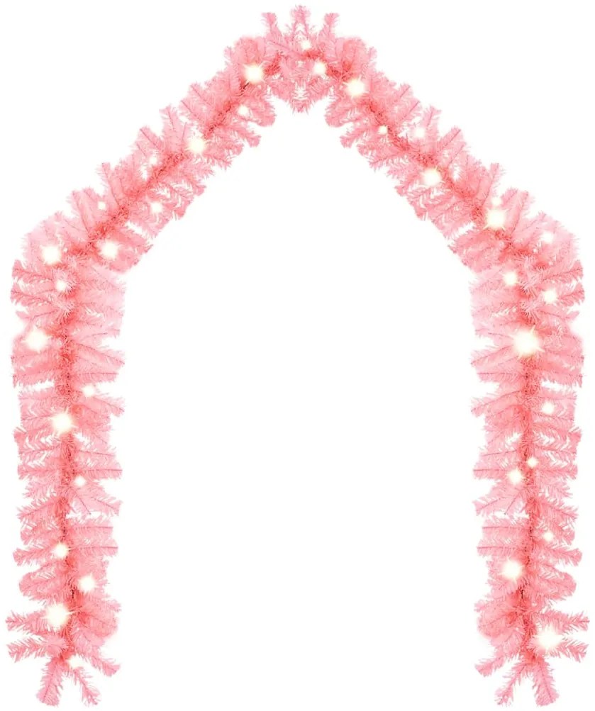 Grinalda de Natal com luzes LED 5 m cor-de-rosa