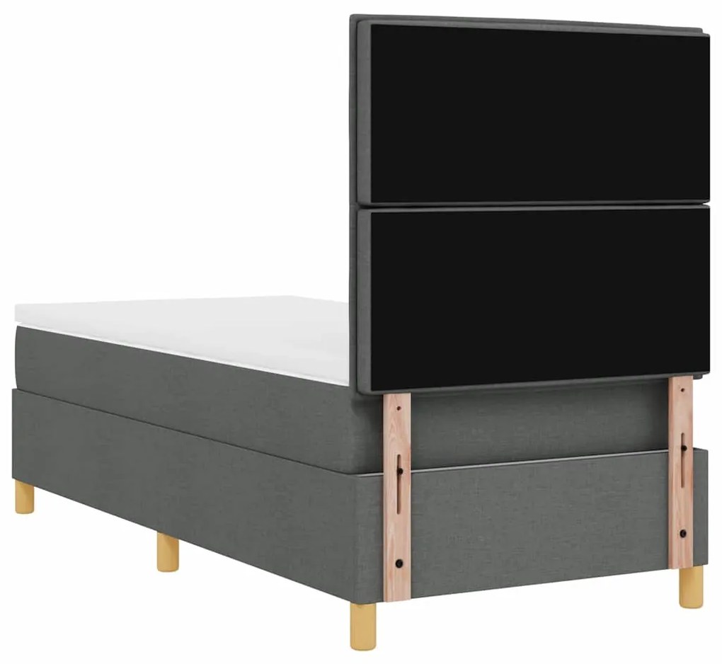 Cama Box Spring com Colchão Cinza Escuro Solteiro Tecido