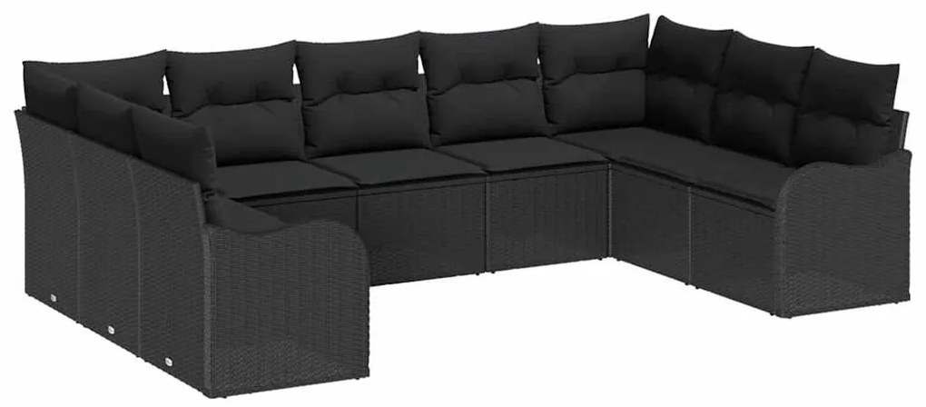 Conjunto de Sofás de Jardim vidaXL de 9 peças com Almofadas Rattan Pol