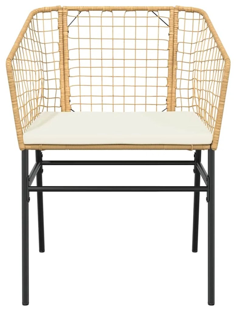 Conjunto jantar jardim 9 peças almofadas vidro vime PE castanho