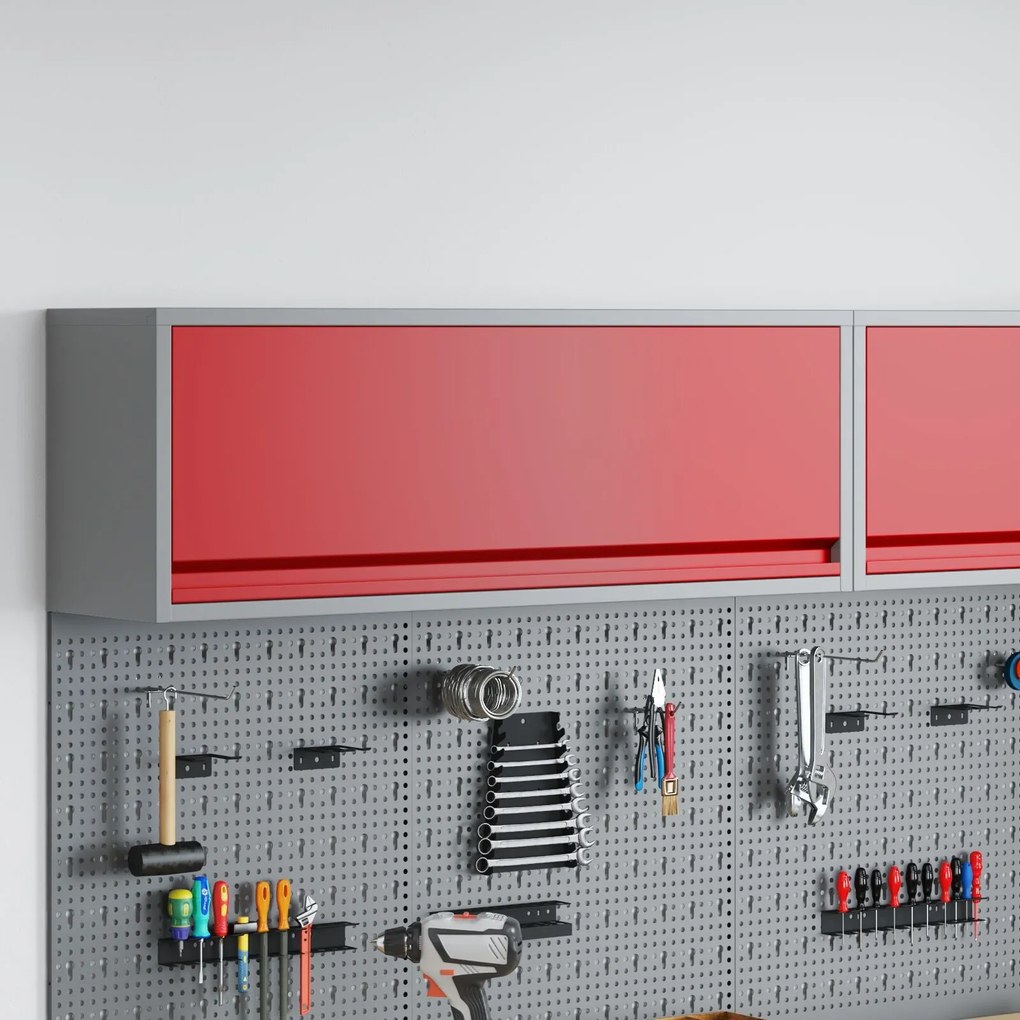 Gabinete de Ferramentas Montado na Parede com Porta a Gás, Vermelho, 1