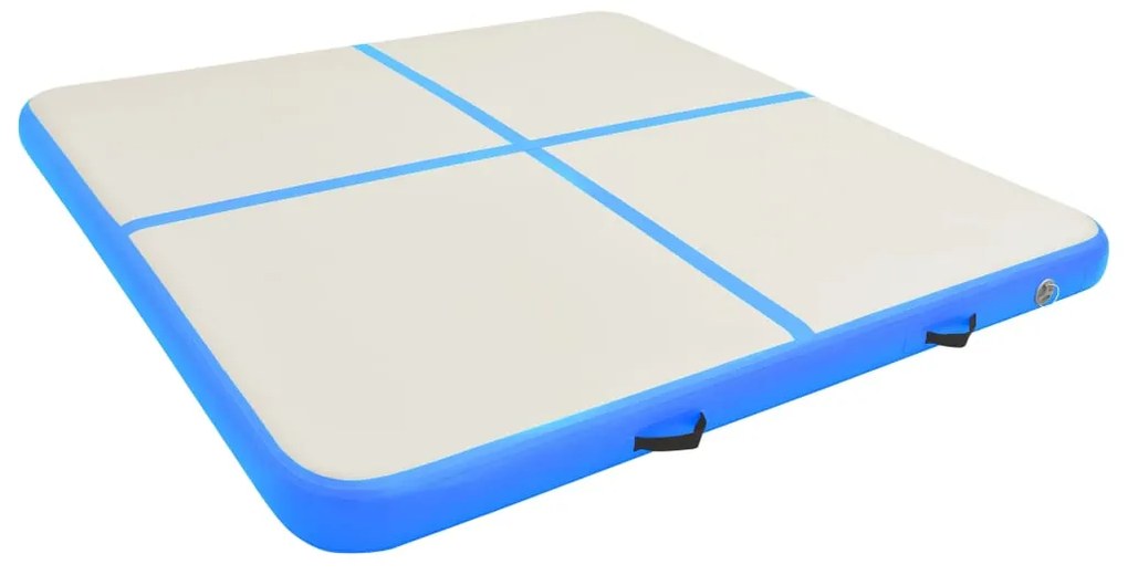 Colchão de ginástica insuflável c/ bomba 200x200x20 cm PVC azul