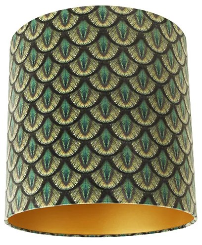 Abajur de veludo com design de pavão 40/40/40 interior dourado