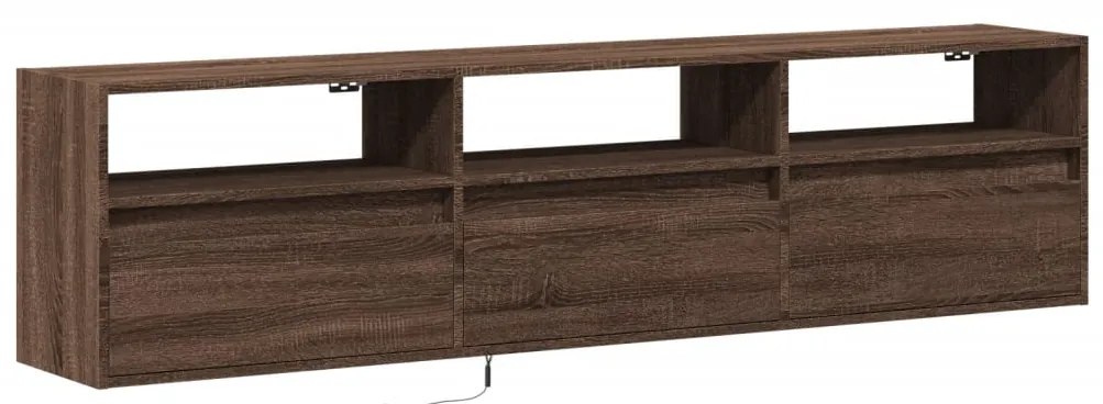 Móvel parede p/ TV c/ luzes LED 180x31x45 cm carvalho castanho