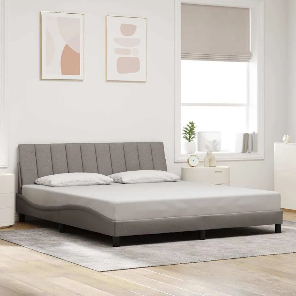 vidaXL Estrutura de cama sem colchão Hanko 180x200 cm tecido castanho-acinzentado