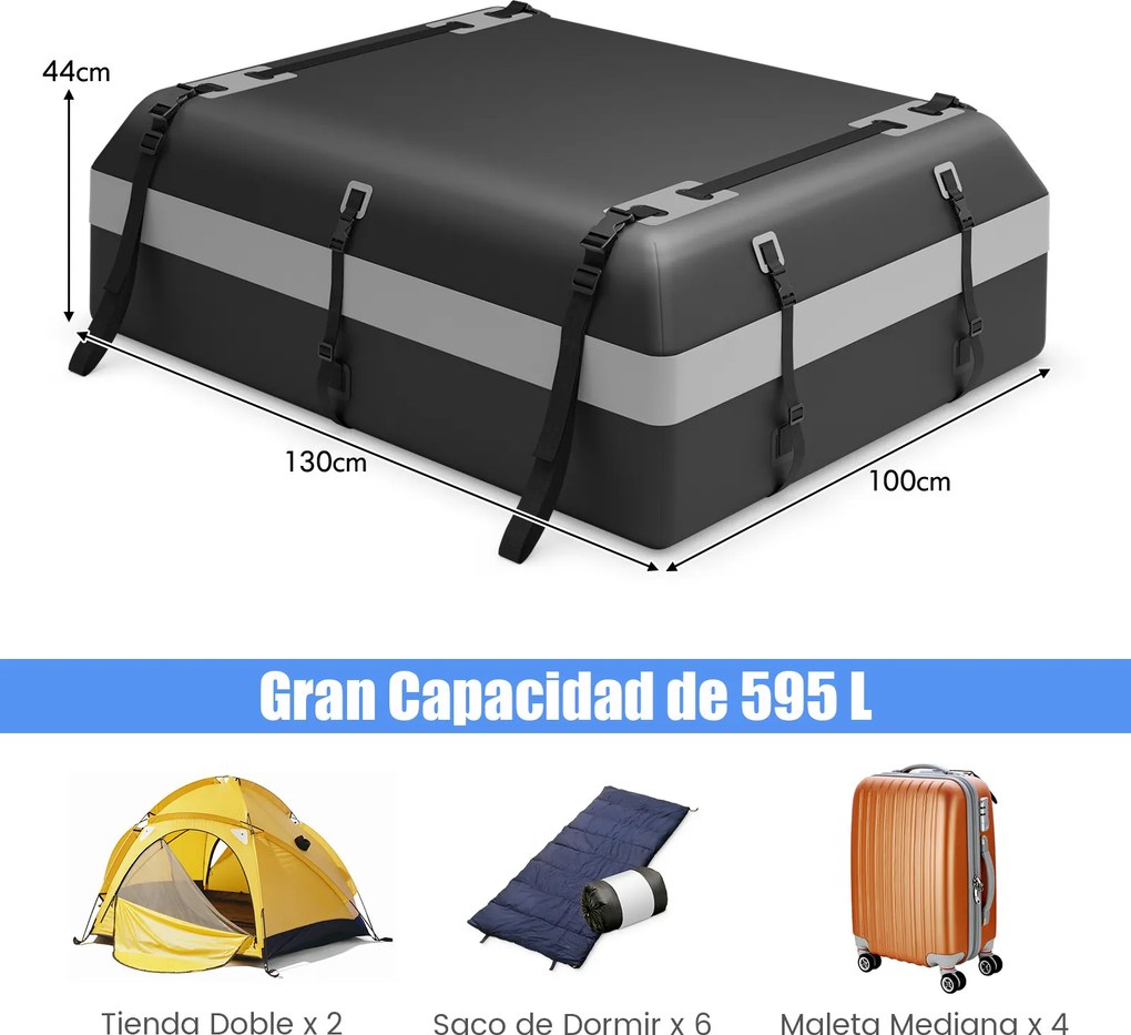 Bolsa de tejadilho para automóvel 130 x 86 x 44 cm (C x L x A) de 600 L. Saco de carga impermeável para tejadilho de automóvel. Saco porta-bagagens pa