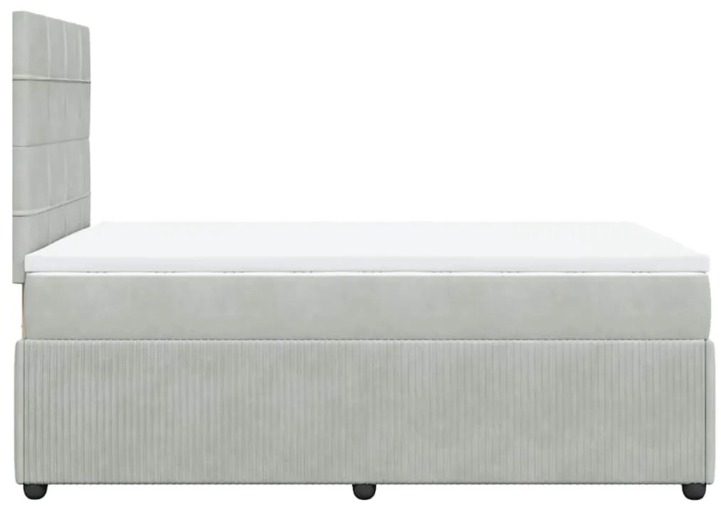 Cama boxspring c/ colchão 120x200 cm veludo cinzento-claro