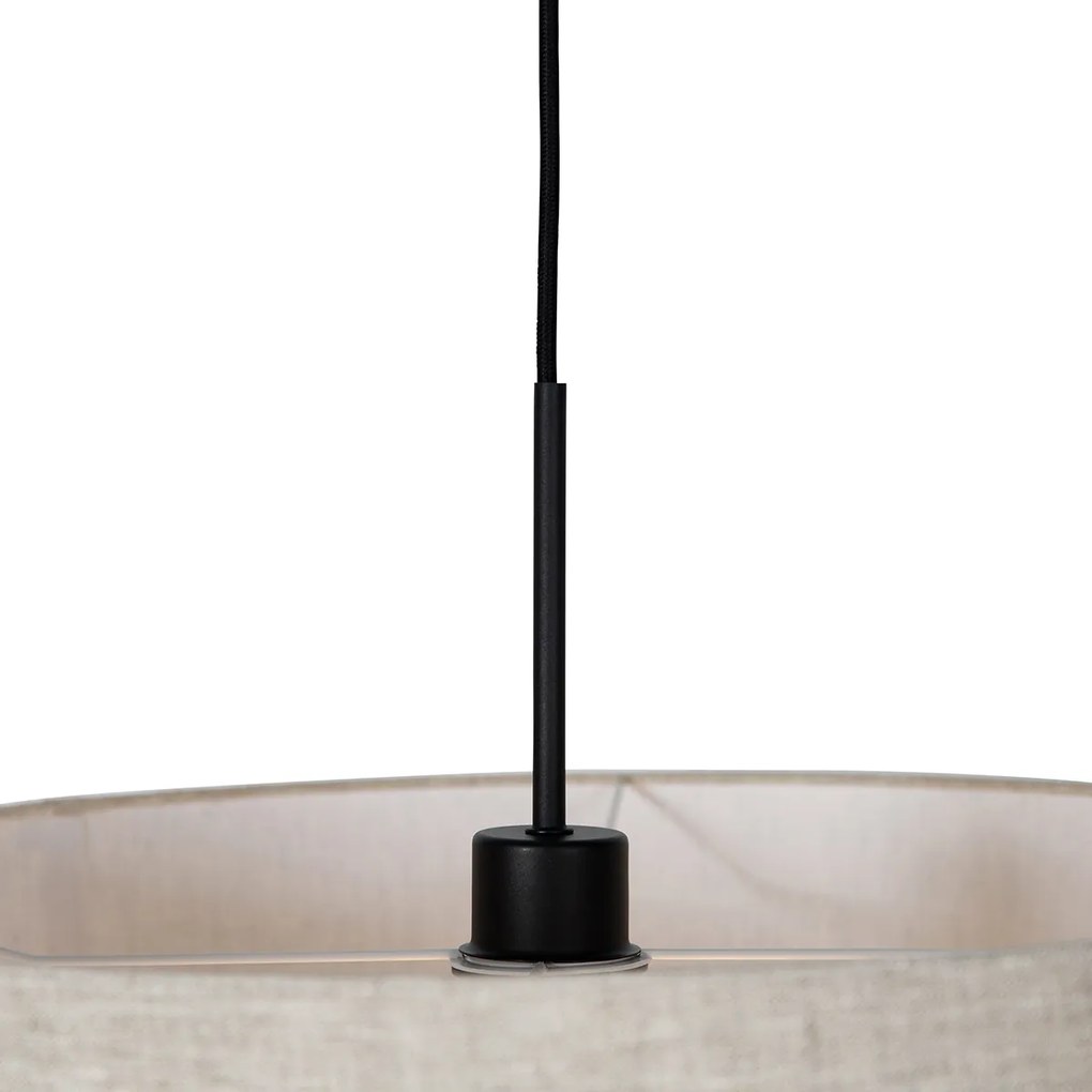Candeeiro de teto rústico preto com cúpula bege 50 cm - Combi 1 Moderno