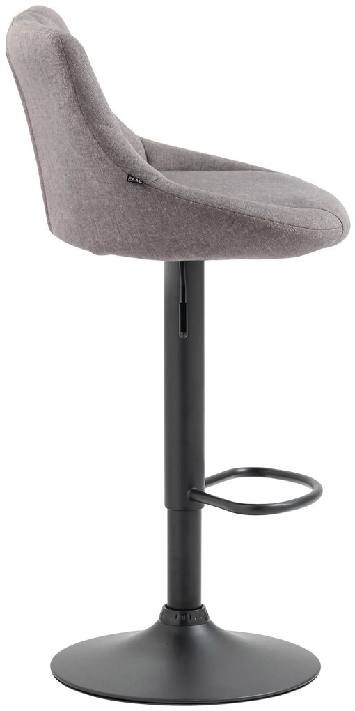 Banco de bar Lazio em tecido e com estrutura preta 46 x 83-104 x 49 cm Cinzento