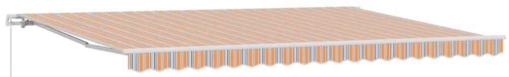 Toldo Retrátil Manual Listrado Bege e Laranja 500x300 cm