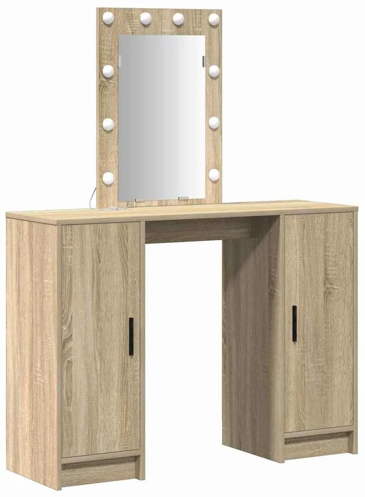 Mesa de Maquiagem com Luzes LED em Carvalho Sonoma, 102x33x135 cm