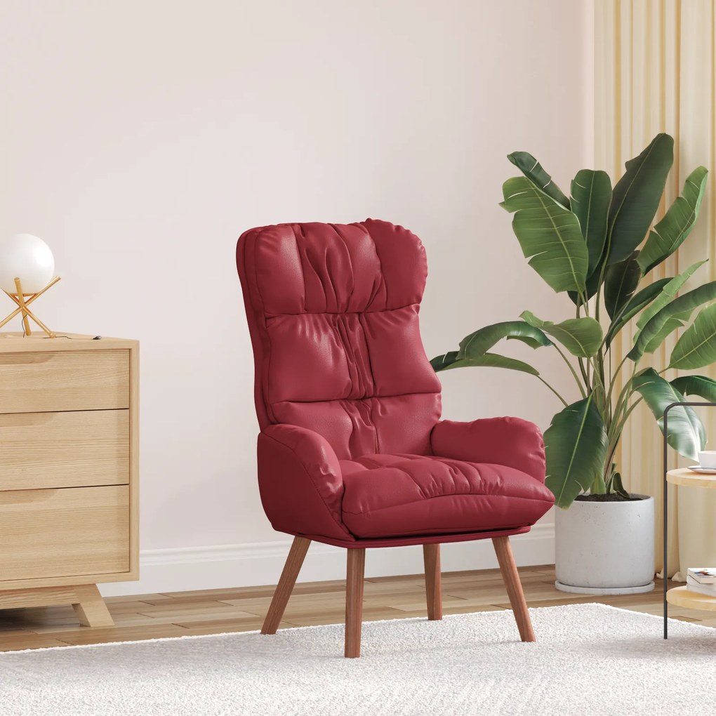 vidaXL Poltrona Relaxante Vermelha Vinho em Couro Sintético