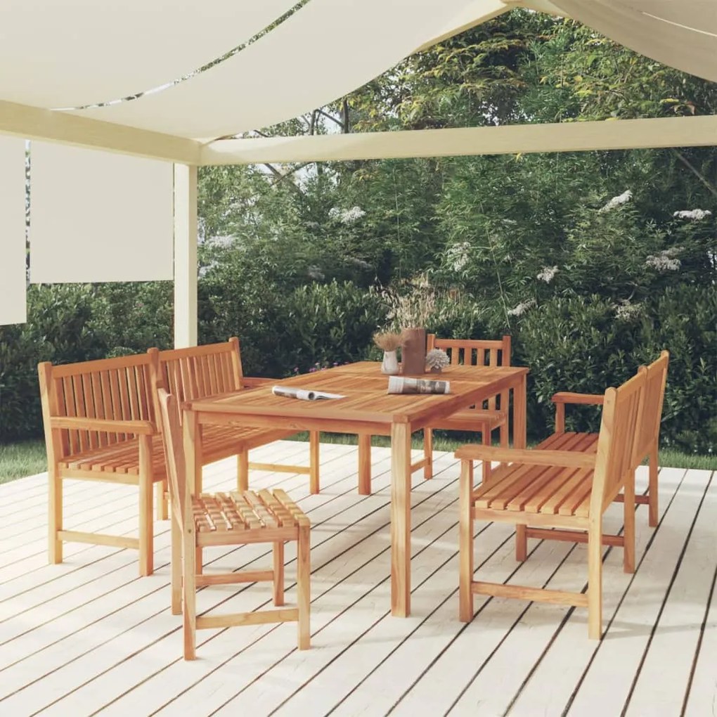 vidaXL 5 pcs conjunto de jantar p/ jardim madeira de teca maciça