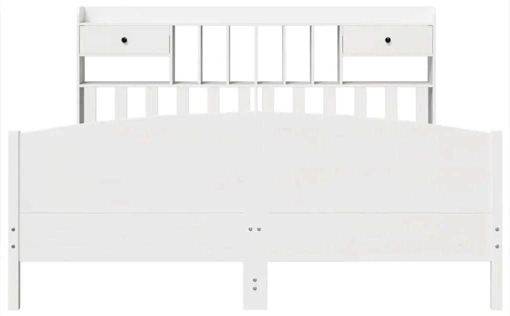 Cama com estante sem colchão 200x200 cm pinho maciço branco