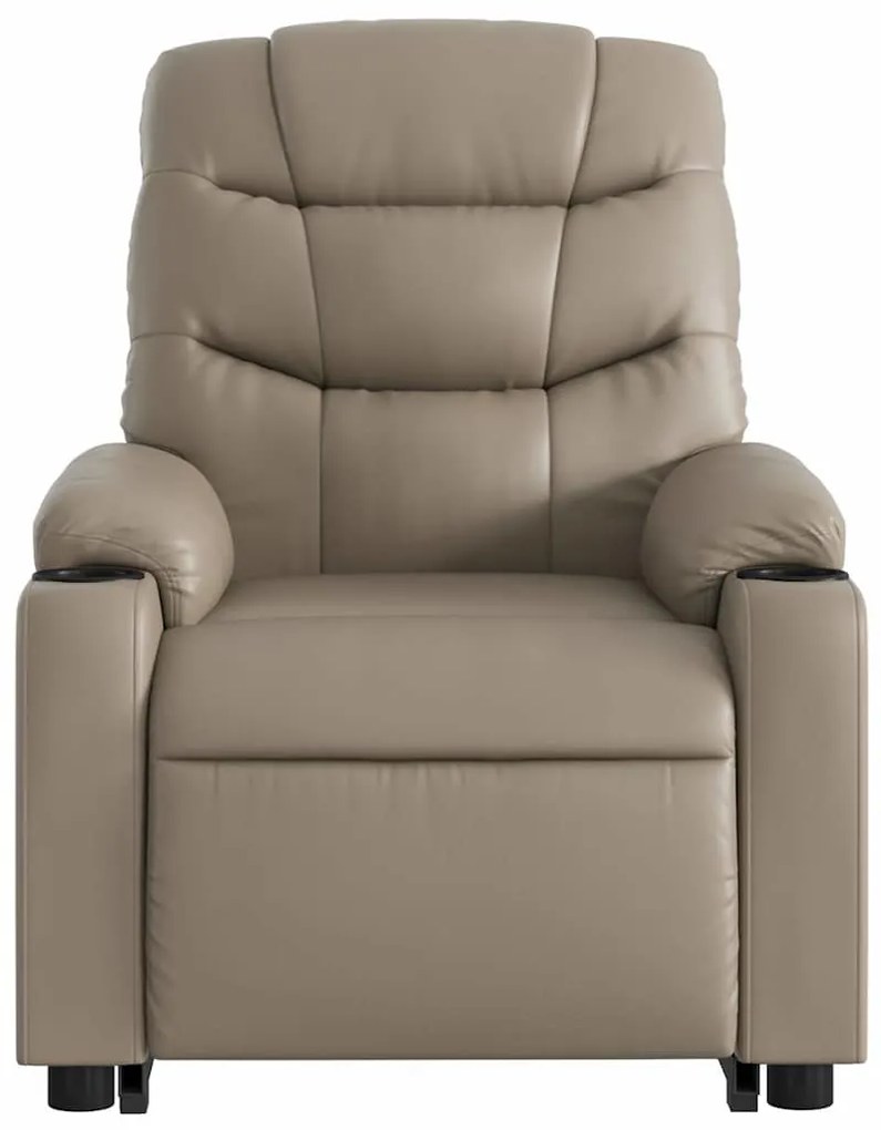 Poltrona reclinável elevatória couro artificial cor cappuccino