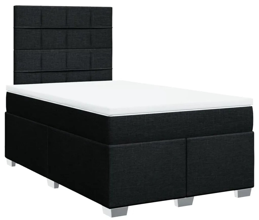 Cama boxspring com colchão 120x190 cm tecido preto