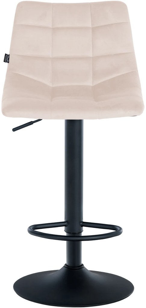 Banco de bar Jerry em veludo com estrutura preta 87-108,5 x 43 x 46,5 cm Bege