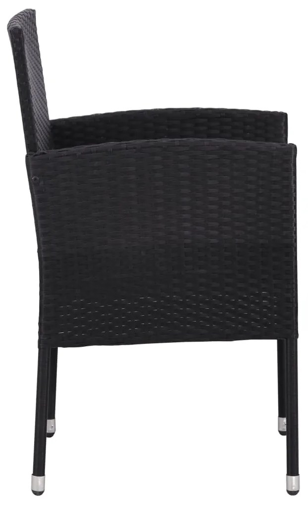 5 pcs conjunto de jantar para jardim vime PE e aço preto