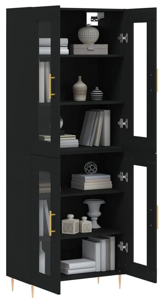 Armário alto 69,5x34x180 cm derivados de madeira preto