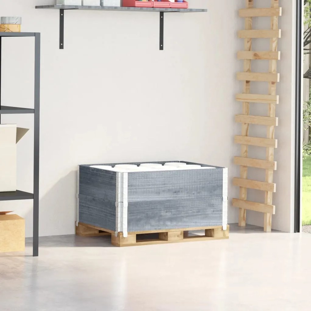 vidaXL Colares p/ paletes 2 pcs 80x60 cm madeira de pinho maciça cinza