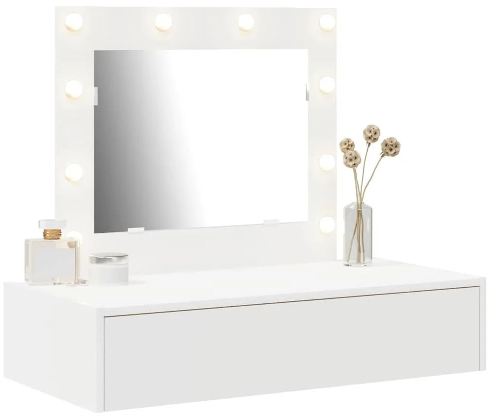 Mesa de Maquiagem Suspensa com Luzes LED - Branca