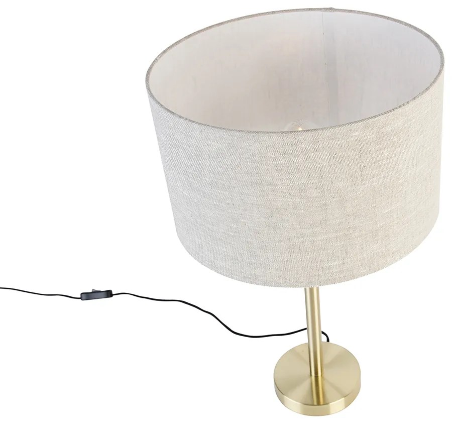 Candeeiro de mesa clássico em latão com abajur cinzento claro 35 cm - Simplo Design