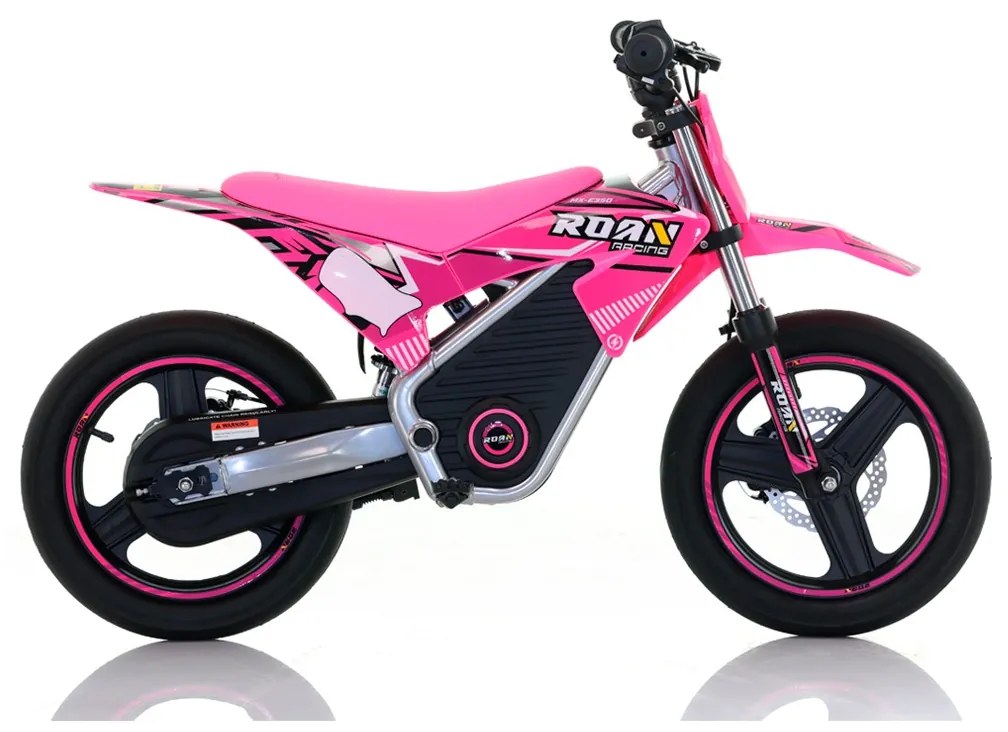 Mini moto elétrica para crianças Minicross 350W Roan MX E350 14/14" Supermotard Rosa