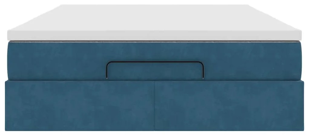 Estrutura de cama otomana com colchão 140x190cm azul escuro