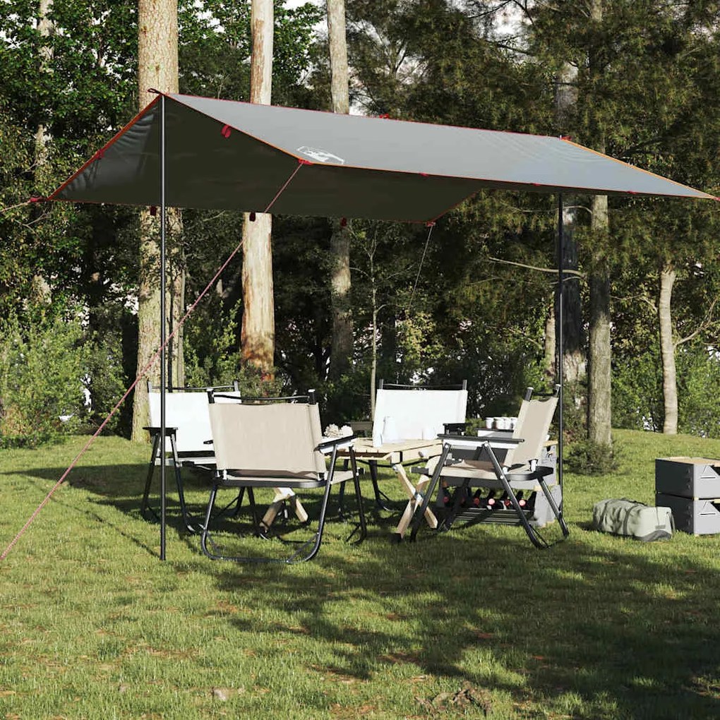 Lona de campismo 360x294 cm impermeável cinzento e laranja