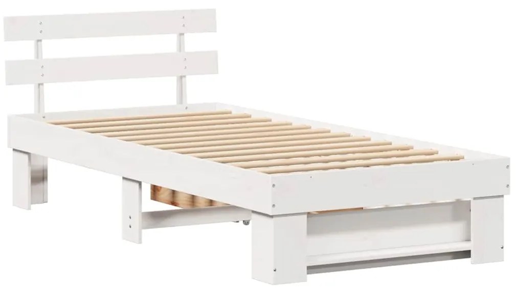 Estrutura da Cama Branco 75 x 190 cm Madeira de Pinheiro Sólido