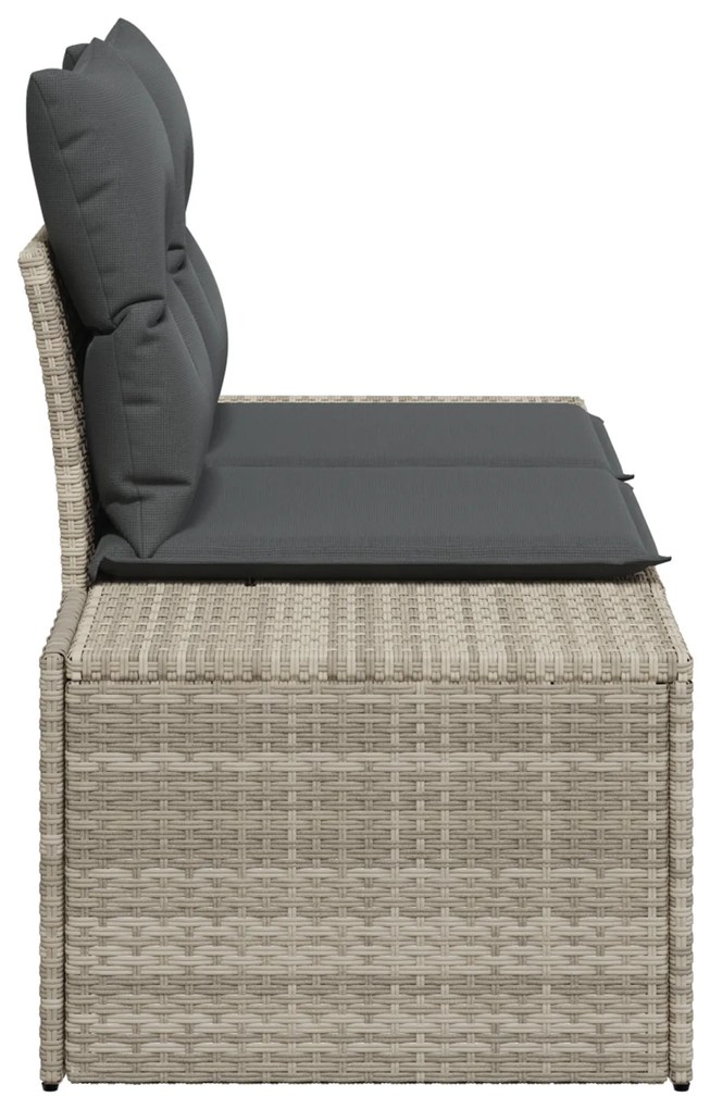 Sofá de Jardim 2 Lugares com Almofadas Cinza Rattan Poliéster